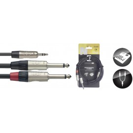 Stagg NUC3/MPS2PR, kabel Jack 3,5 mm stereo - 2x Jack 6,3 mm mono, 3m
