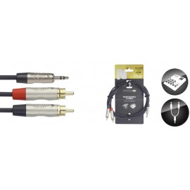 Stagg NUC1.5/MPS2CMR, kabel Jack 3,5 mm stereo - 2x RCA, 1,5m