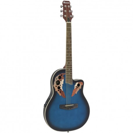 Dimavery OV-500, elektroakustická kytara typu Ovation, blueburst