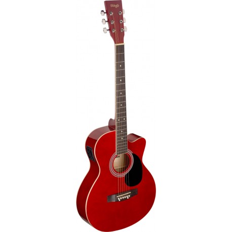 Stagg SA20ACE-RED, elektroakustická kytara typu Auditorium