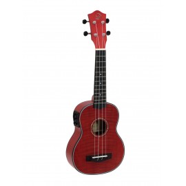 Dimavery UK-100, elektroakustické sopránové ukulele, červené