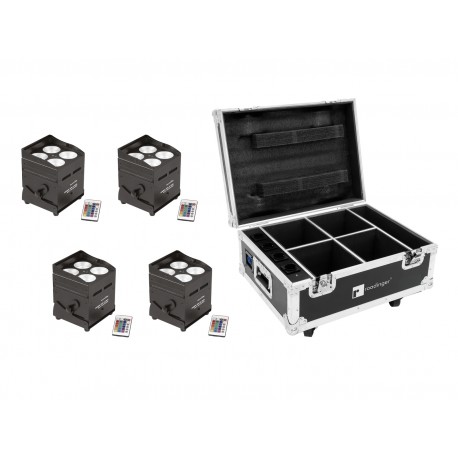 EUROLITE Set 4x AKKU UP-4 QCL Spot QucikDMX + Case with charging f