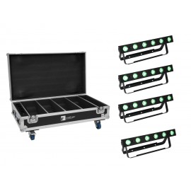 EUROLITE Set 4x AKKU Bar-6 QCL + Flightcase with charging function