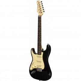 Stagg SES-30 BK LH, elektrická kytara levoruká, černá