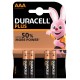 Duracell Plus AAA baterie, 1.5V alkalické, 4ks