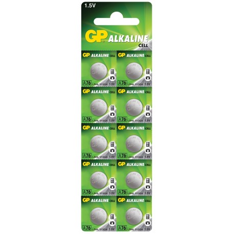 GP baterie LR44 (A76) 1.5V alkalická, 10 kusů, 125mAh